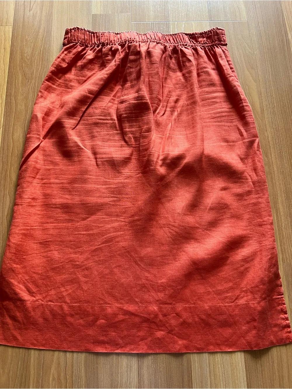 Catherine Malandrino Linen Midi Skirt Coral Tie Waist Pockets S Fits M - Picture 11 of 11